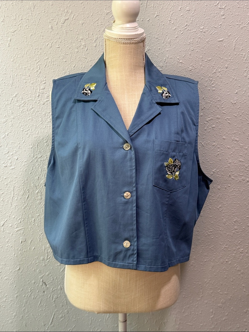 Bobbie Brooks Western Blue Collared Button Vest Size XL NWT